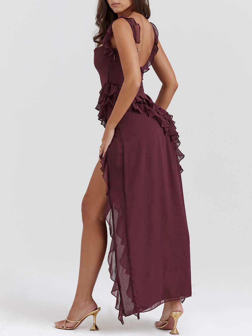 Out-Shine | Ruffled Asymmetrical Maxi Dress