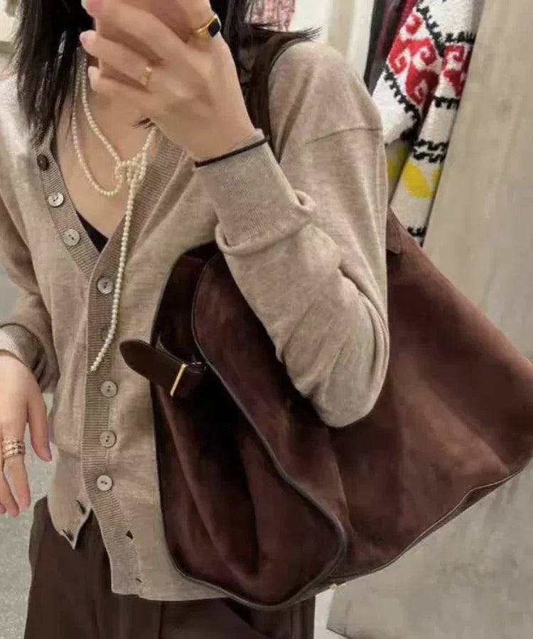 Out-Shine | Suede Brown Handbag