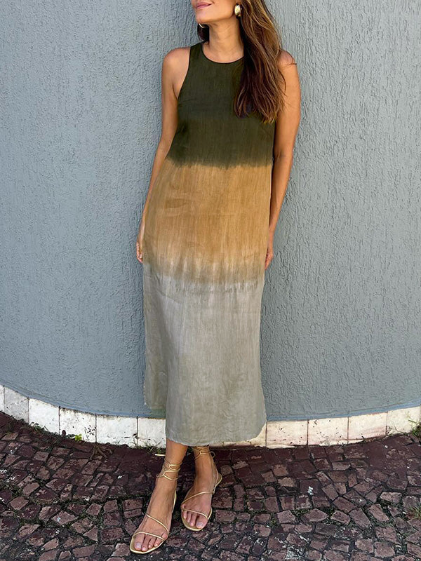 Out-Shine | Women's Ombre Colored Maxi Dress Sleeveless