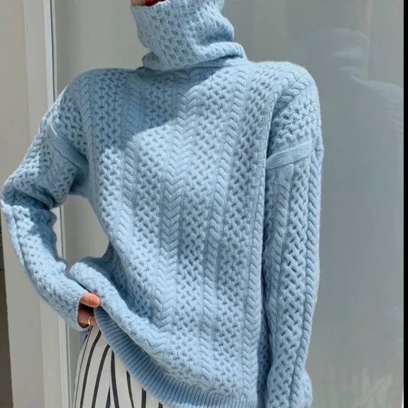 Out-Shine | Luxury Cashmere Turtleneck with Checkered Pattern