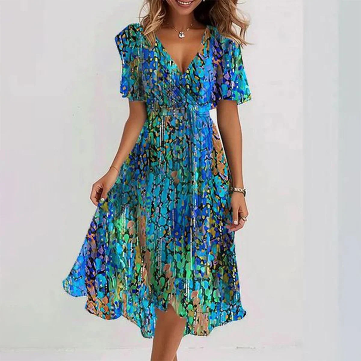 Out-Shine | Midi Dress with Stylish Flower Pattern