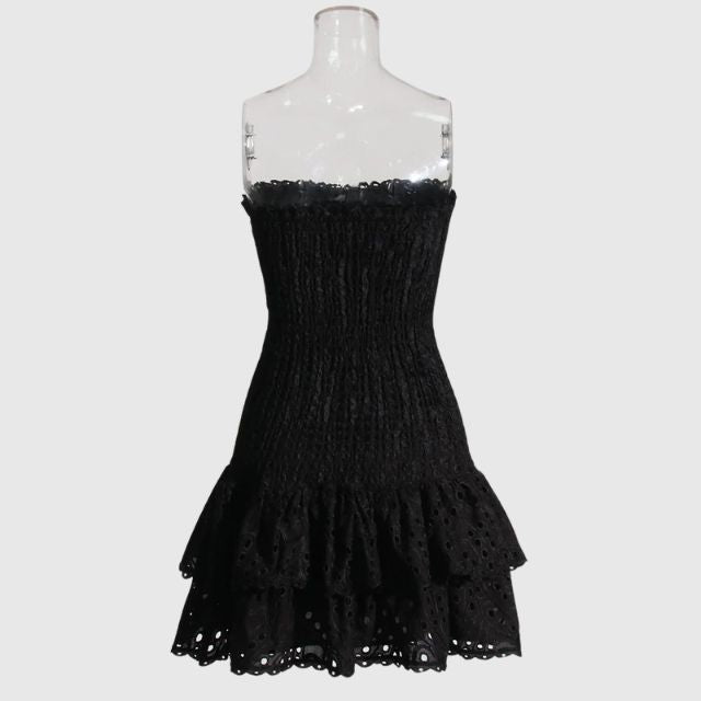 Out-Shine | Gathered Bandeau Mini Dress With Blue Paisley Pattern