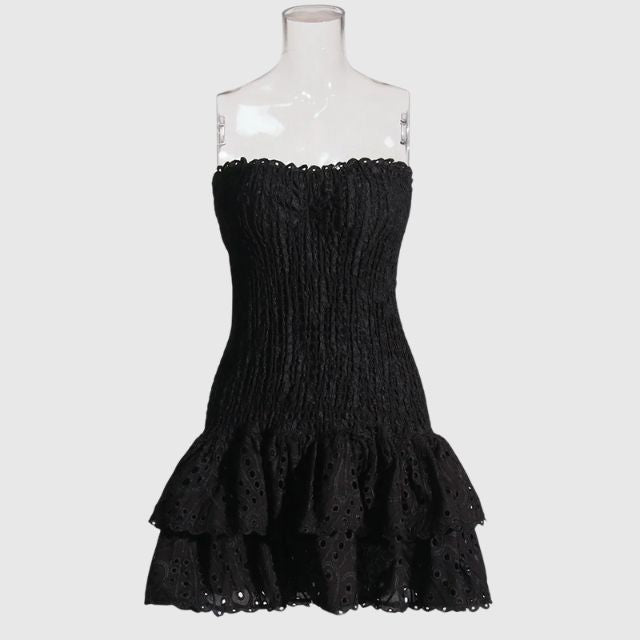 Out-Shine | Gathered Bandeau Mini Dress With Blue Paisley Pattern