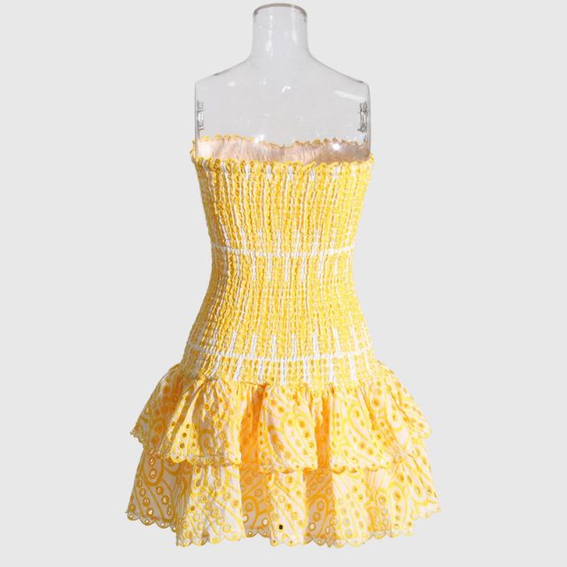 Out-Shine | Gathered Bandeau Mini Dress With Blue Paisley Pattern