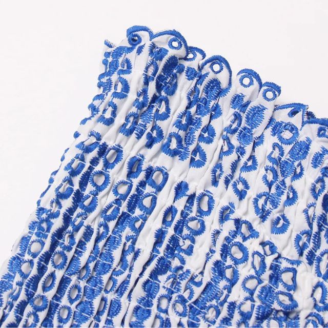 Out-Shine | Gathered Bandeau Mini Dress With Blue Paisley Pattern