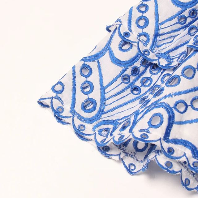 Out-Shine | Gathered Bandeau Mini Dress With Blue Paisley Pattern