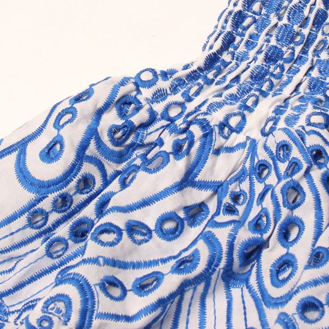 Out-Shine | Gathered Bandeau Mini Dress With Blue Paisley Pattern