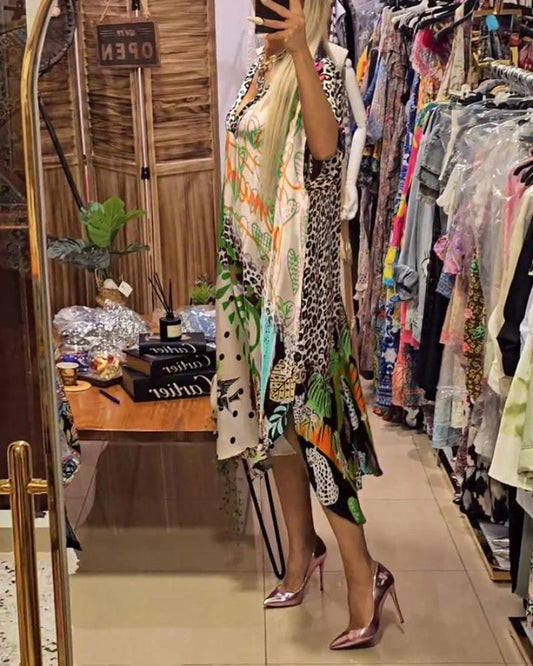 Out-Shine | Casual Dress with Colorful Leopard Print