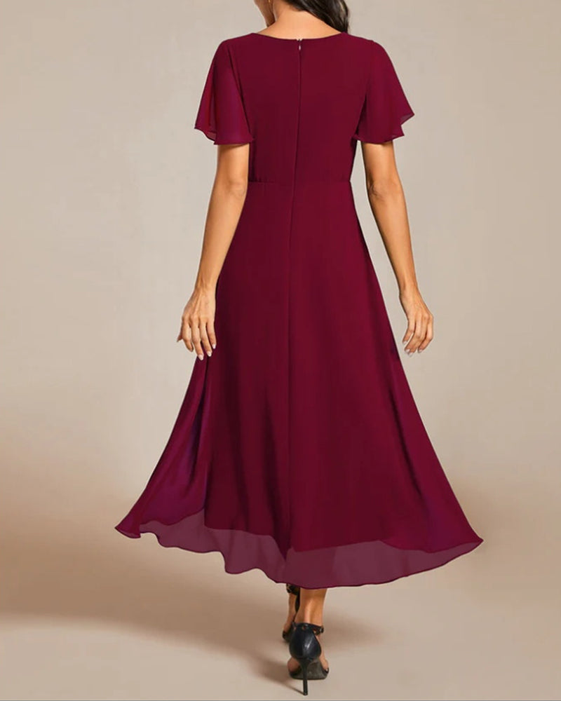 Deslumbra | Vestido con escote en V y mangas con volantes