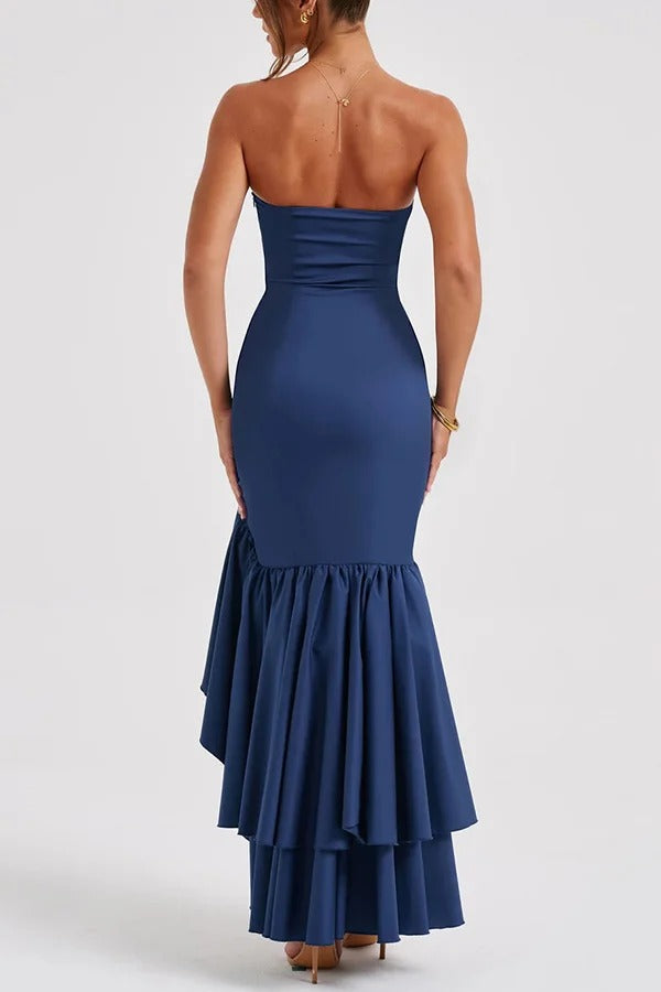 Out-Shine | Off-Shoulder Slim Fit Irregular Hem Maxi Dress