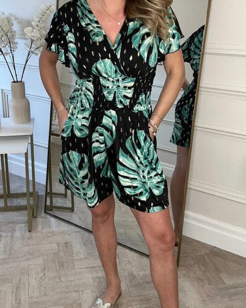 Out-Shine | Floral Polka Dot Pocket Rompers