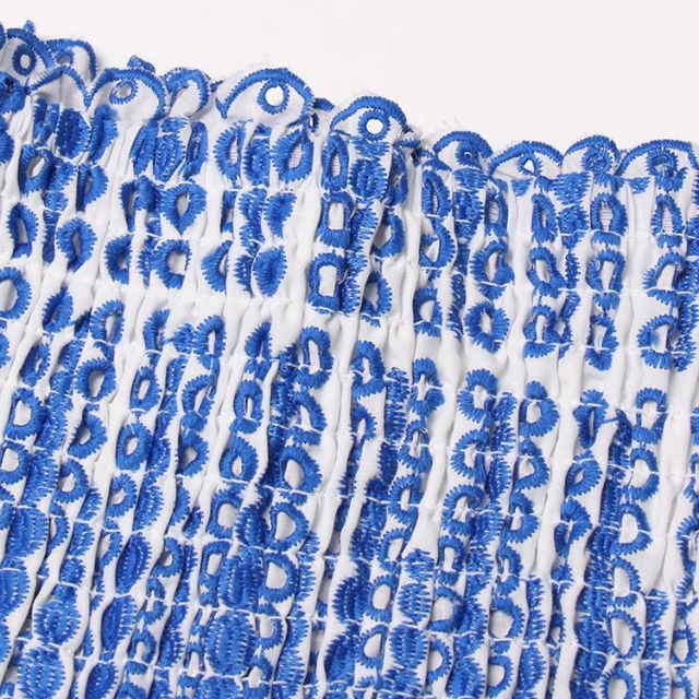 Out-Shine | Gathered Bandeau Mini Dress With Blue Paisley Pattern