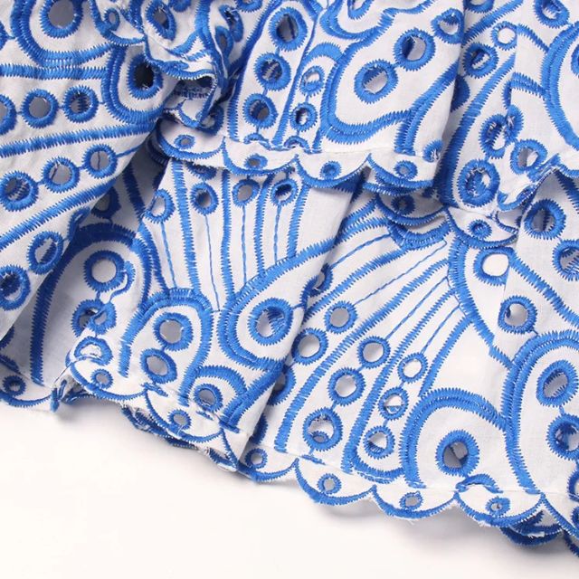 Out-Shine | Gathered Bandeau Mini Dress With Blue Paisley Pattern
