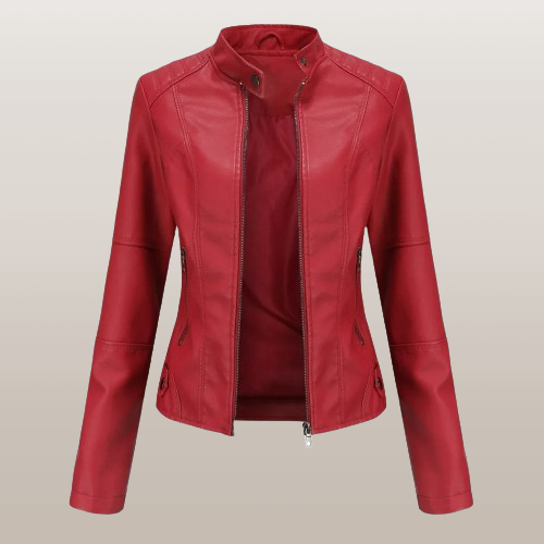Out-Shine | Women's black leather jacket with zipper