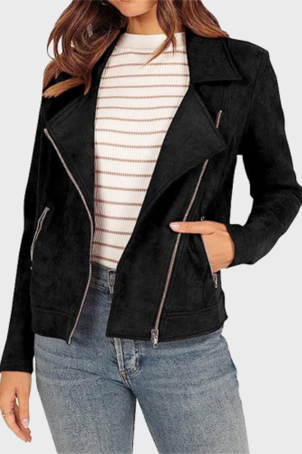Out-Shine | Suede Cropped Biker Jacket