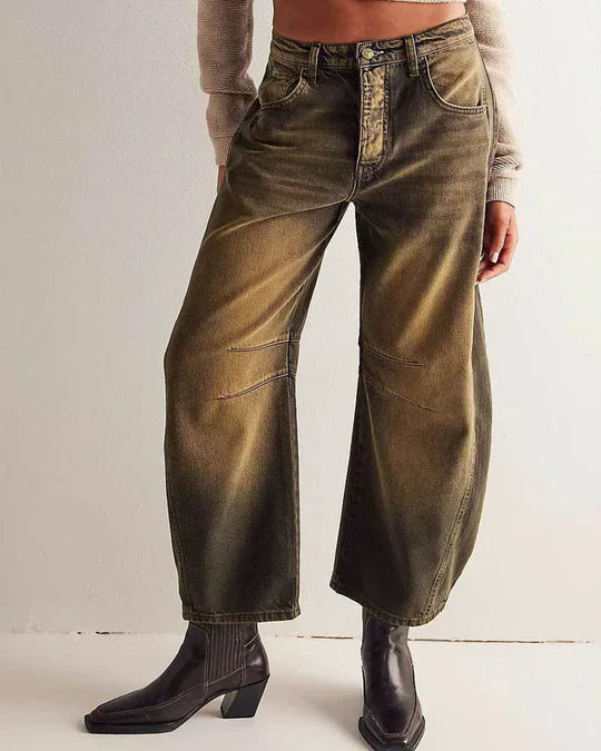 Out-Shine | Mid - Waist Barrel - Shaped Women's Jeans