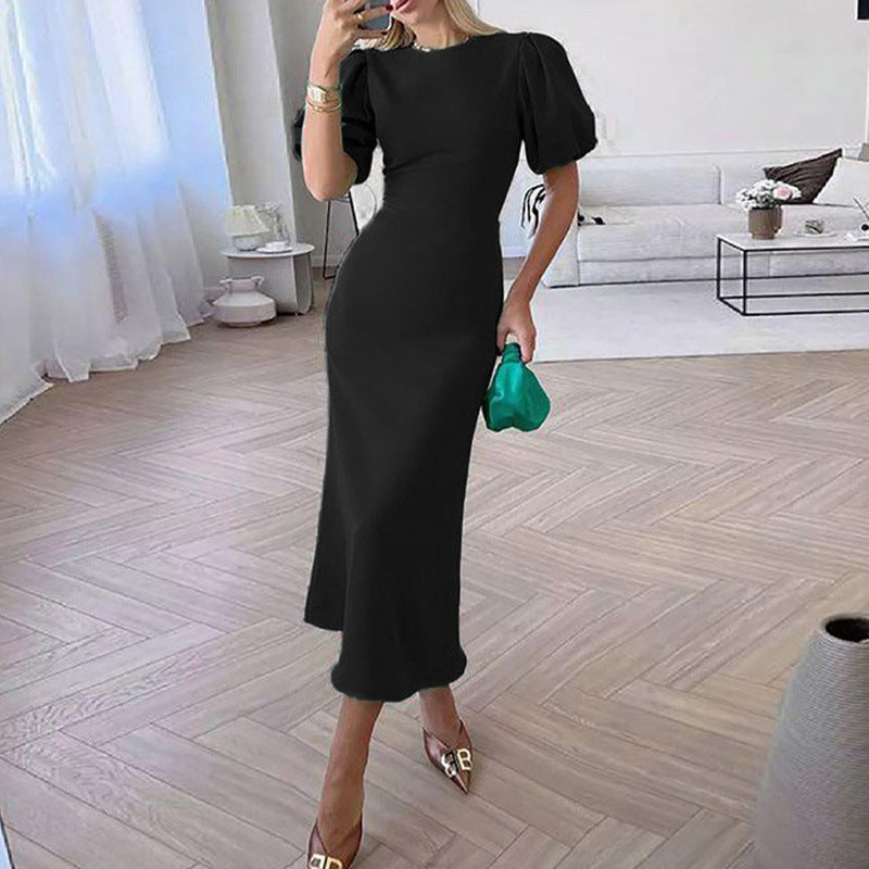 Out-Shine | Sleeve Waist Trimming Fashion Slim Long Dress