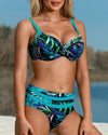 Out-Shine | Push-Up Bikini Set With Leaf Print For Women