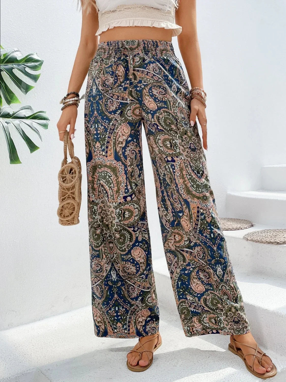 Out-Shine | Women's Art Print Pants High Waist