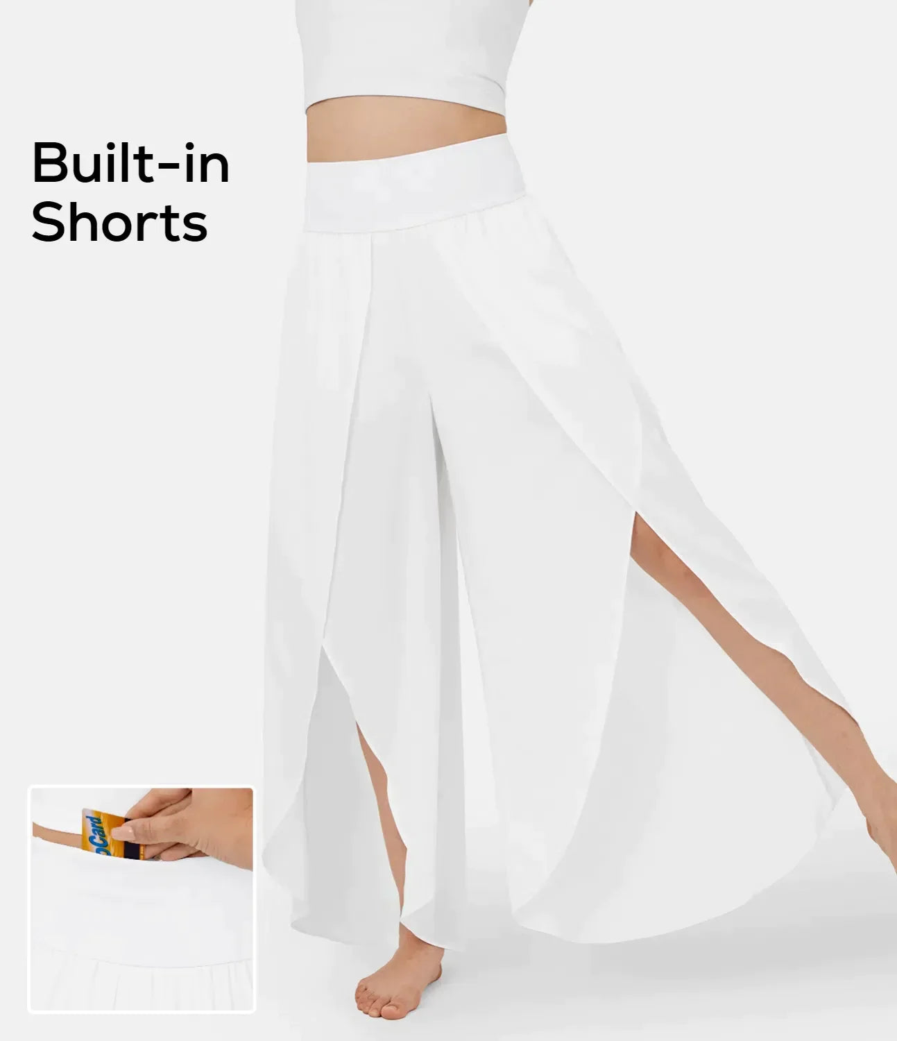Out-Shine | Airy Black Flapping Women's Pants With Integrated Shorts