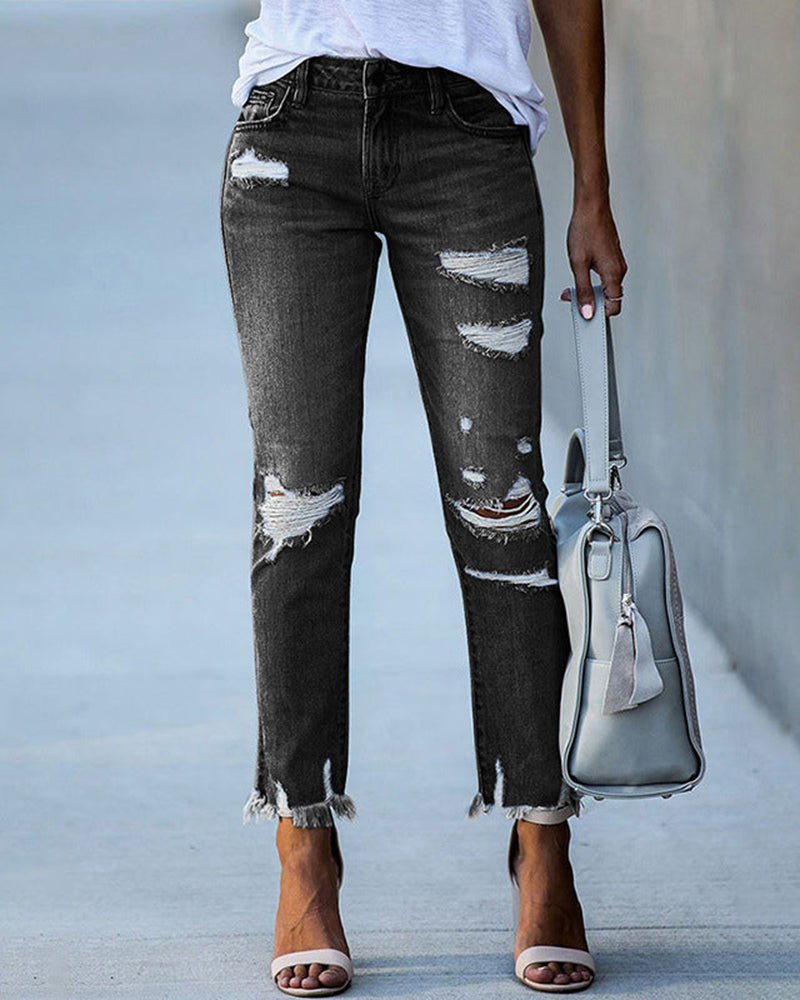 Out-Shine | Ladies Chic Tucked Jeans Denim