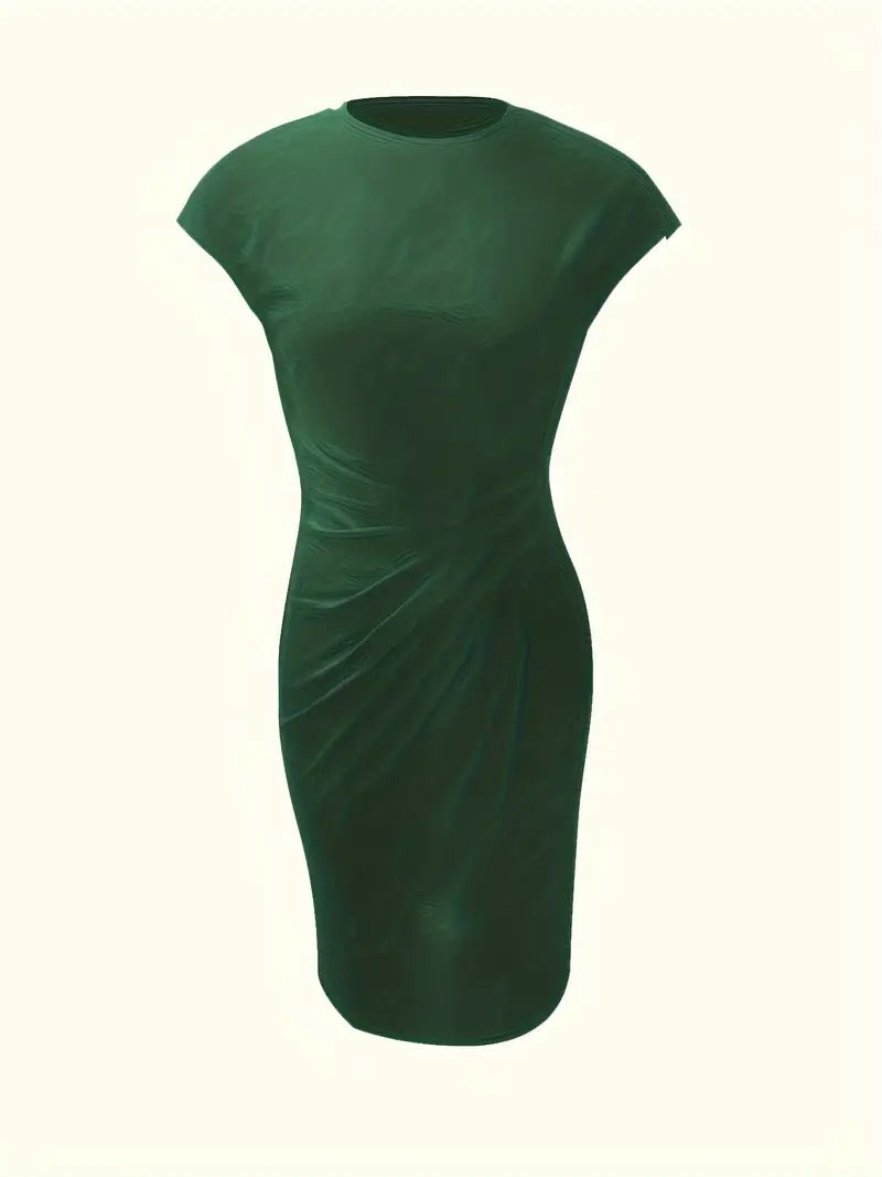 Out-Shine | Solid - Colored Dress With A Round Neckline