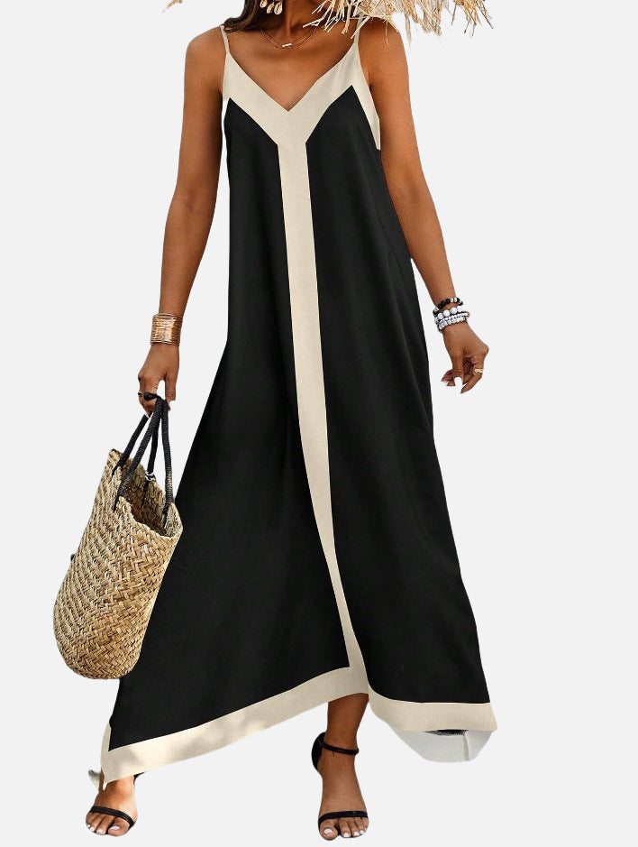 Deslumbra | Vestido minimalista informal a rayas y bloques de color