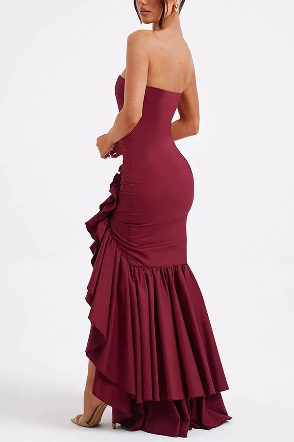 Out-Shine | Off-Shoulder Slim Fit Irregular Hem Maxi Dress