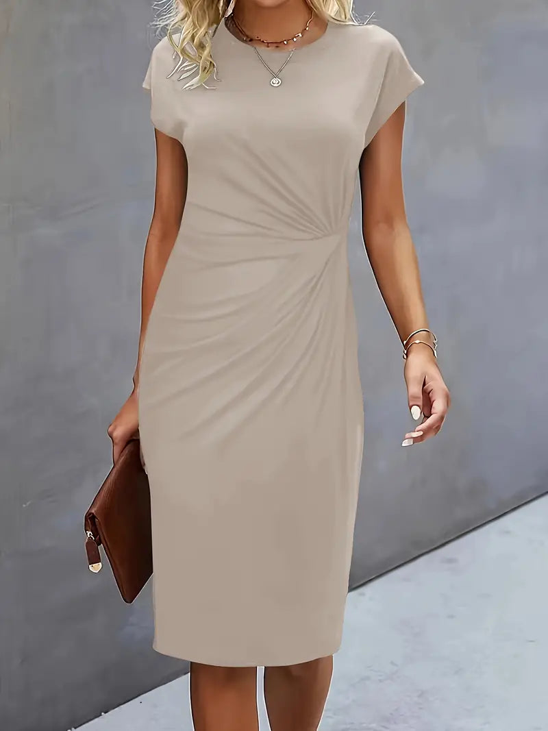 Out-Shine | Solid - Colored Dress With A Round Neckline