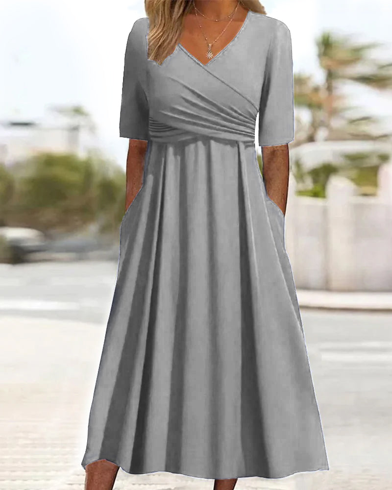 Out-Shine | Graceful V-Neck Midi Dress