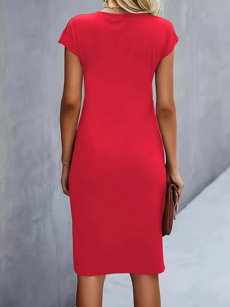 Out-Shine | Solid - Colored Dress With A Round Neckline