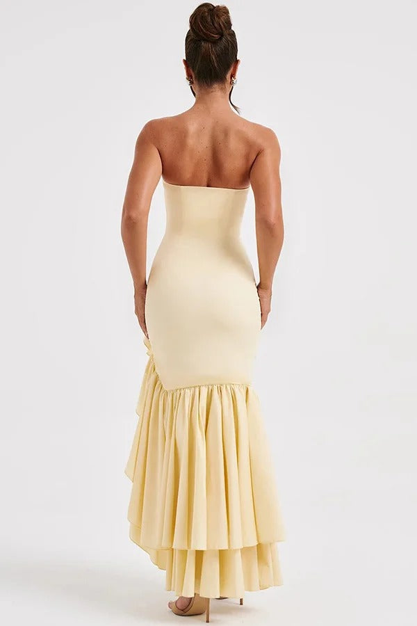 Out-Shine | Off-Shoulder Slim Fit Irregular Hem Maxi Dress