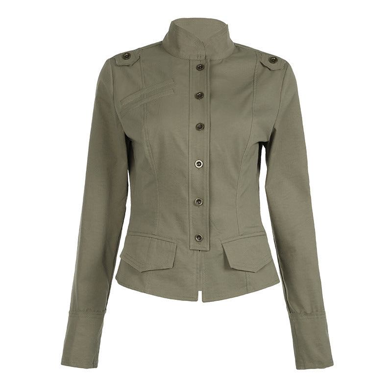 Out-Shine | Heavy-Duty Fashion Jacket with Stand Collar and Zipper Pockets