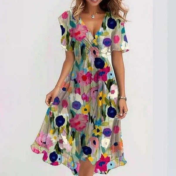 Out-Shine | Midi Dress with Stylish Flower Pattern