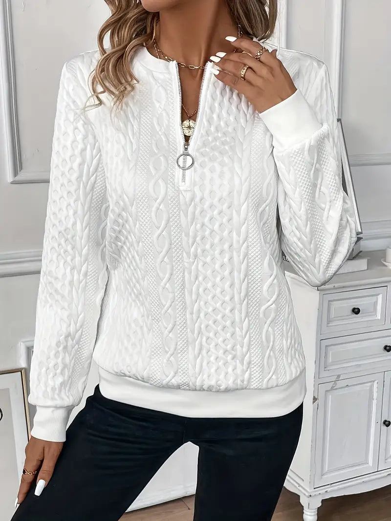 Out-Shine | Solid Colour Front Zipper Sweater