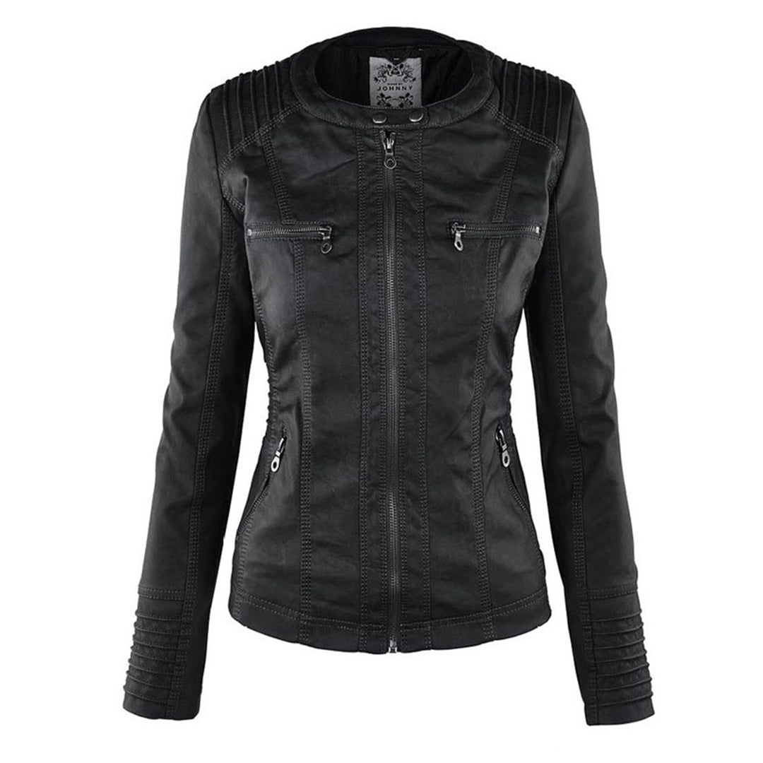 Out-Shine | Casual Hooded Leather Jacket for Women