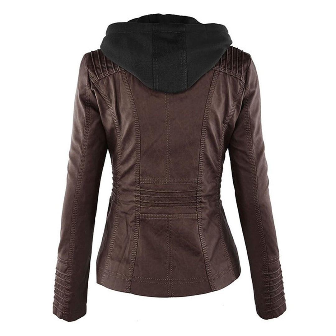 Out-Shine | Casual Hooded Leather Jacket for Women