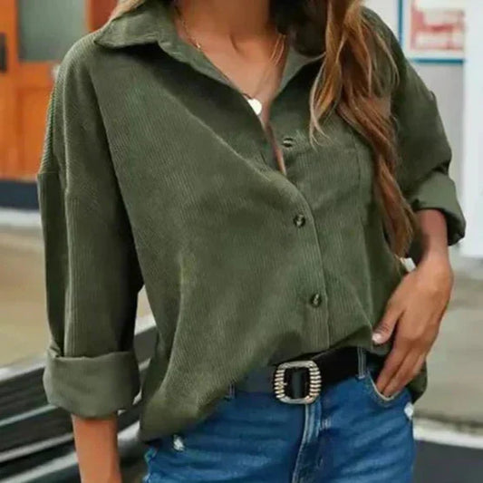 Out-Shine | Soft Corduroy Button-Up Shirt for Women