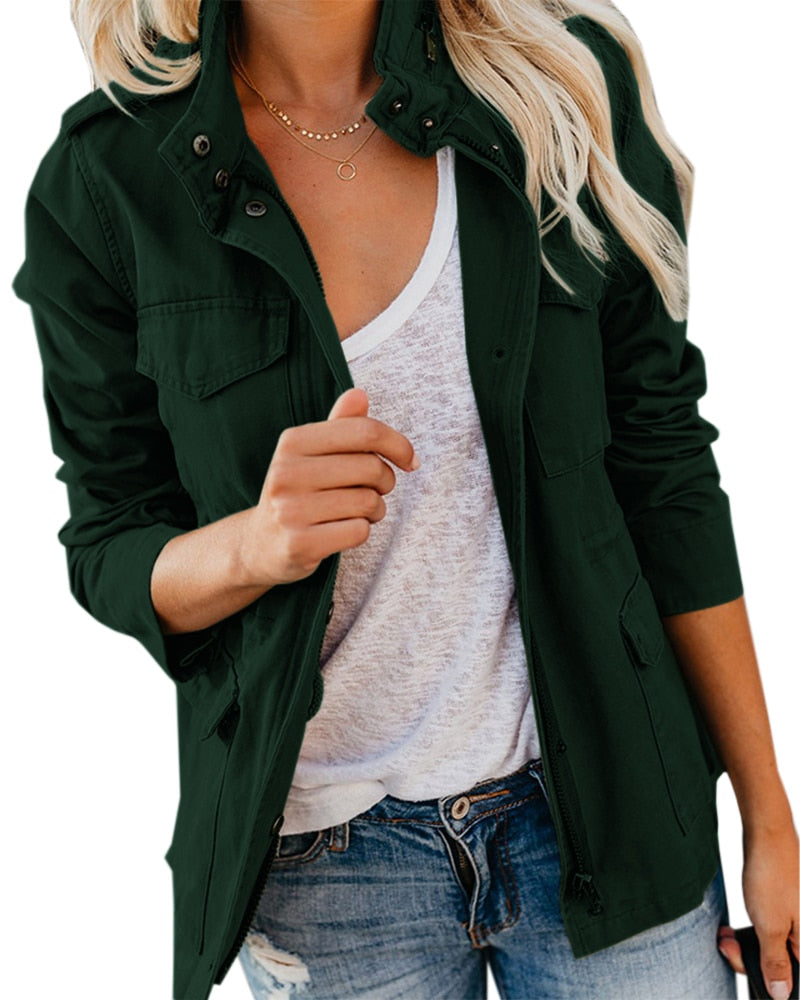 Out-Shine | Long Sleeves Standing Collar Military Coat