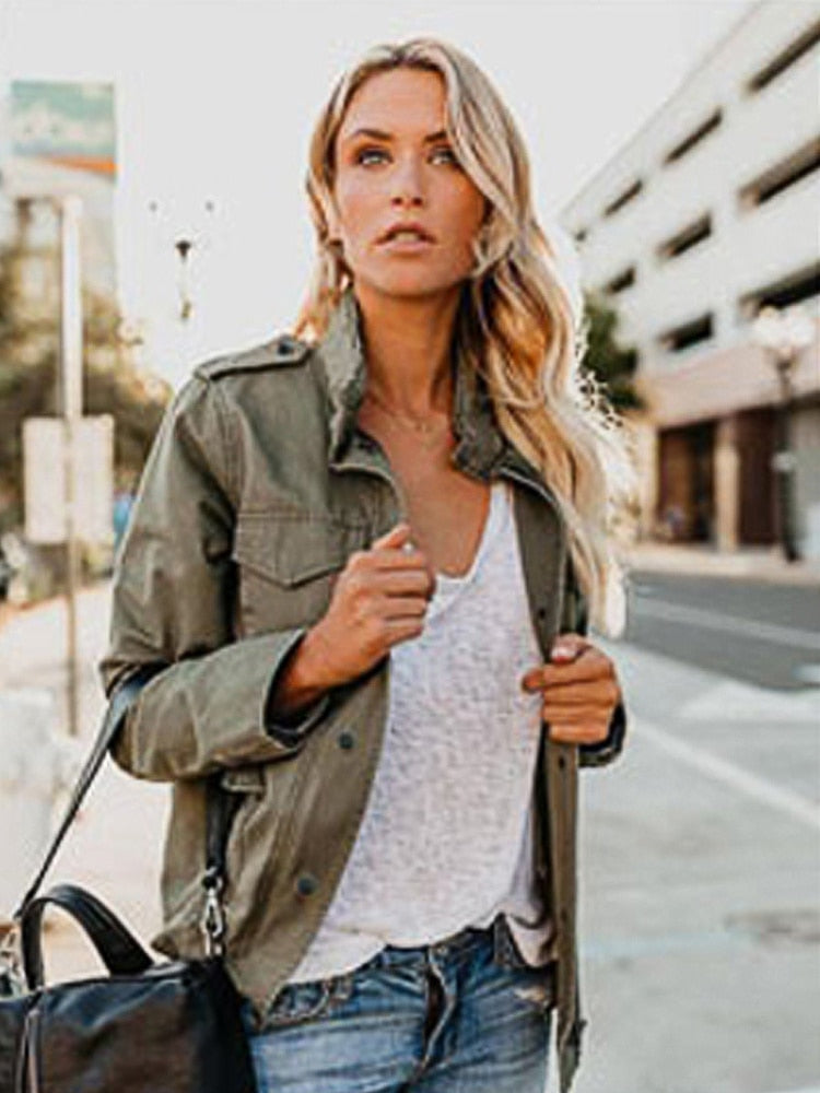 Out-Shine | Long Sleeves Standing Collar Military Coat