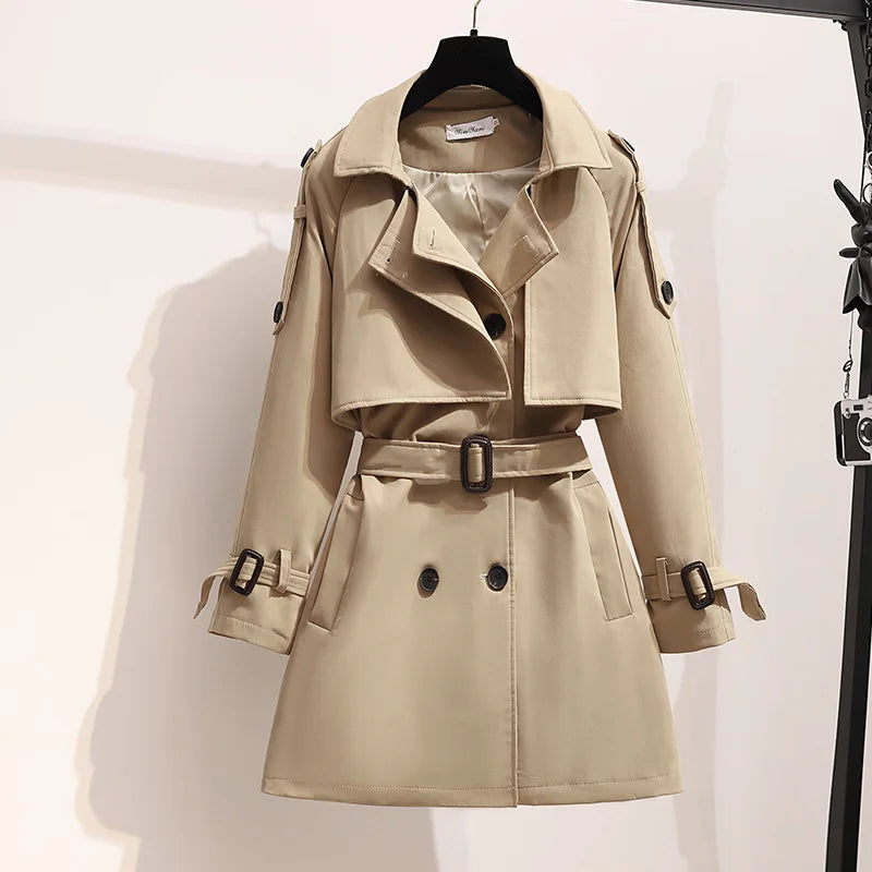 Out-Shine | Stylish Double Breasted Loose Sleeve Trench Coat With Belt