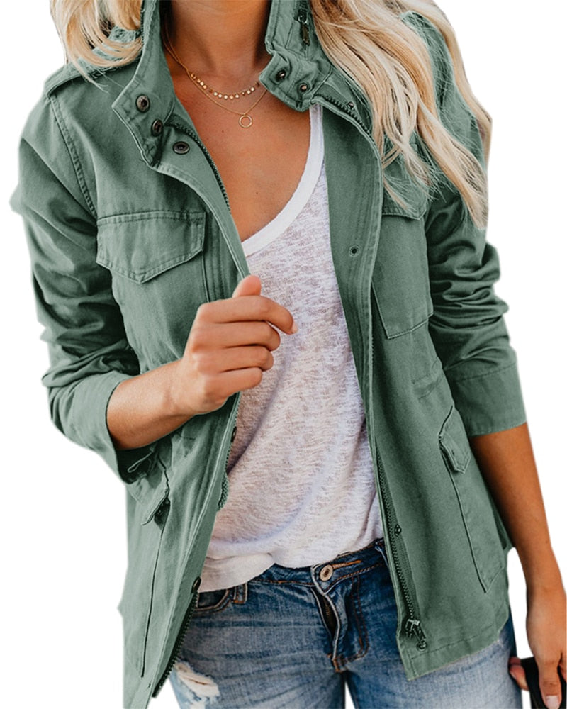 Out-Shine | Long Sleeves Standing Collar Military Coat