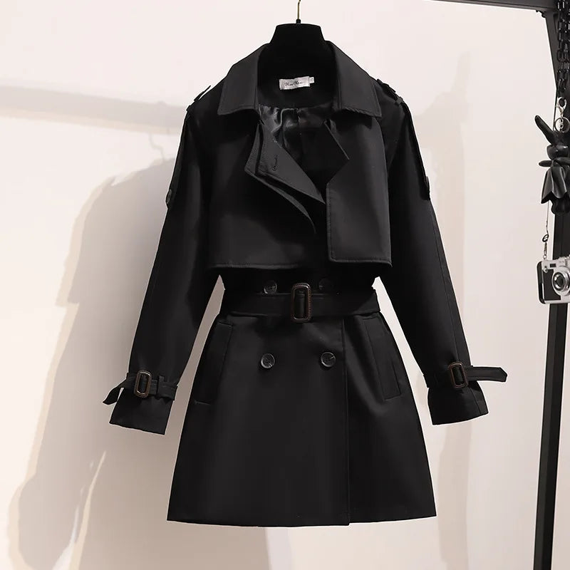 Out-Shine | Stylish Double Breasted Loose Sleeve Trench Coat With Belt