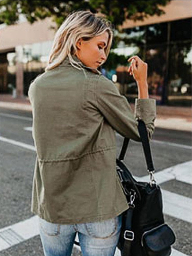 Out-Shine | Long Sleeves Standing Collar Military Coat