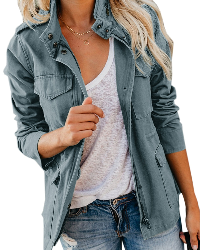 Out-Shine | Long Sleeves Standing Collar Military Coat