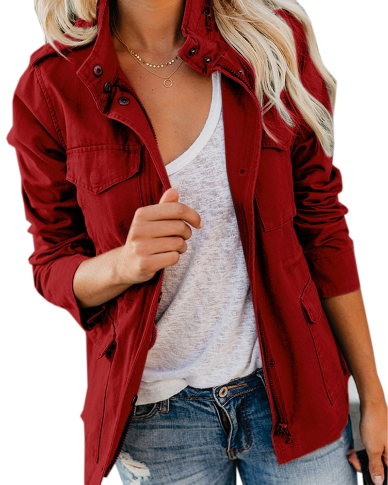 Out-Shine | Long Sleeves Standing Collar Military Coat