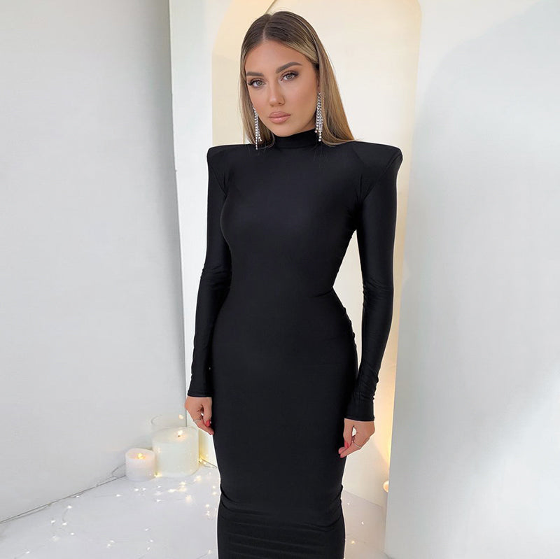 Out-Shine | Sexy Maxi Dress With Shoulder Pads For Women