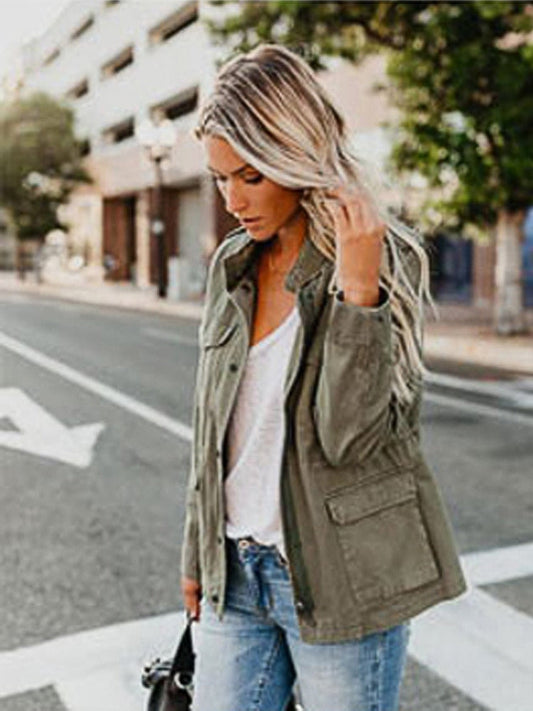 Out-Shine | Long Sleeves Standing Collar Military Coat