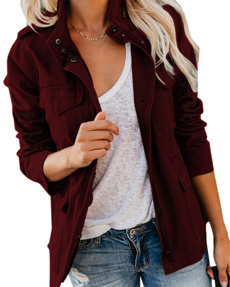 Out-Shine | Long Sleeves Standing Collar Military Coat