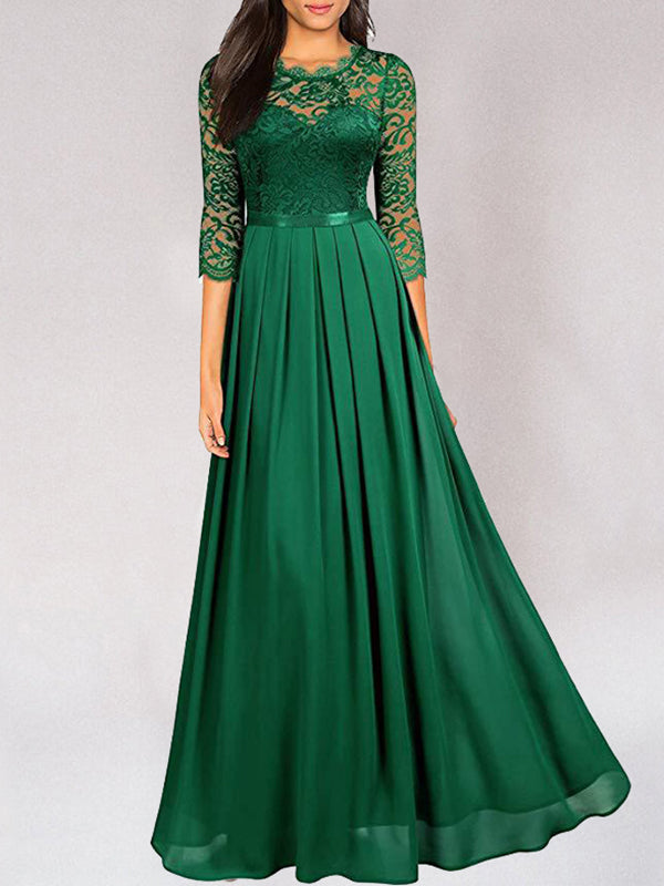 Out-Shine | Flowing Lace Long, Elegant Bridesmaid Dress